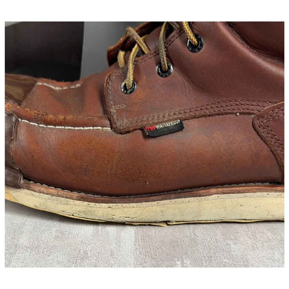 Red Wing ASTM F2892-18 EH 405 10.5 D Brown Leather Tuff Toe Work Boots *READ